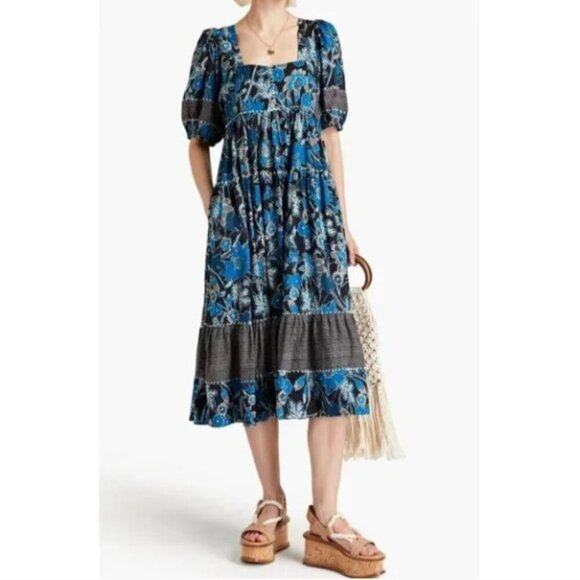 Ulla Johnson Nora Floral Midi Dress Size 2 Puff Sleeve Peasant NWT - Picture 1 of 11